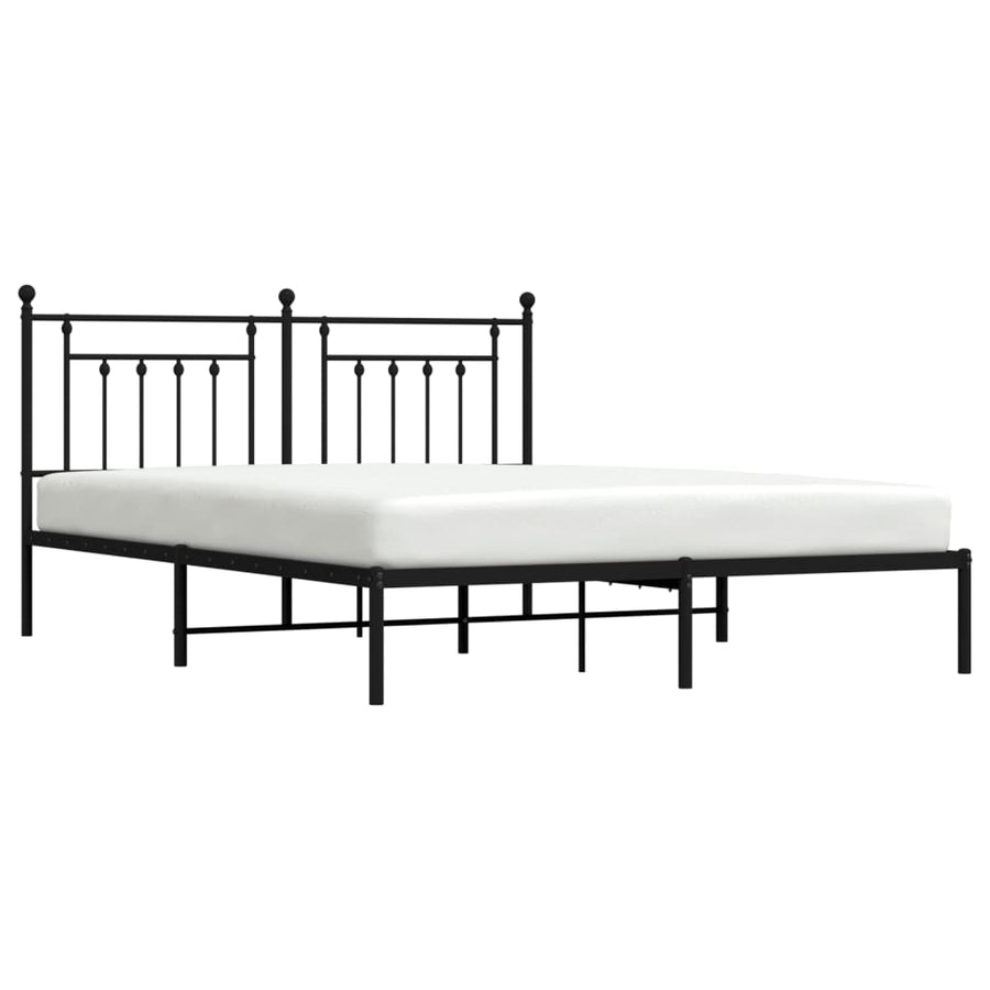 Bedframe Metaal 180 x 200 cm Zwart met hoofdbord