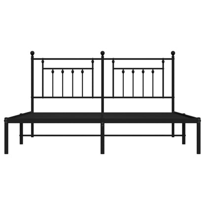 Bedframe Metaal 180 x 200 cm Zwart met hoofdbord