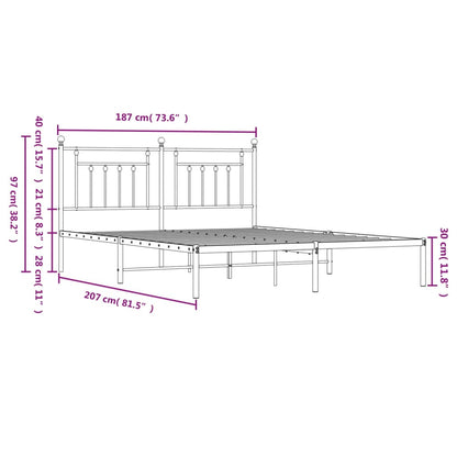 Bedframe Metaal 180 x 200 cm Zwart met hoofdbord