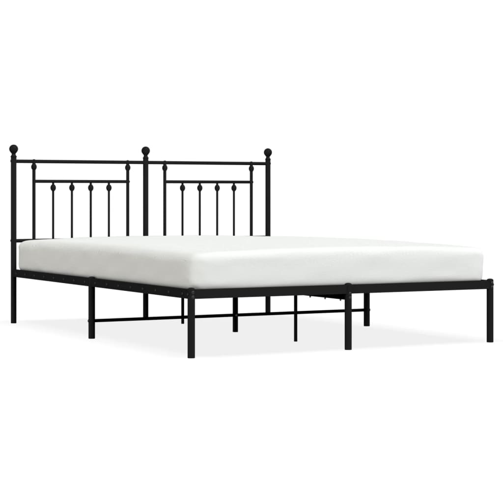 Bedframe Metaal 183 x 213 cm Zwart met hoofdbord