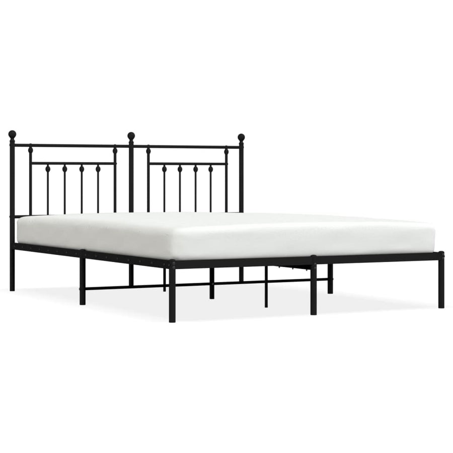 Bedframe Metaal 183 x 213 cm Zwart met hoofdbord