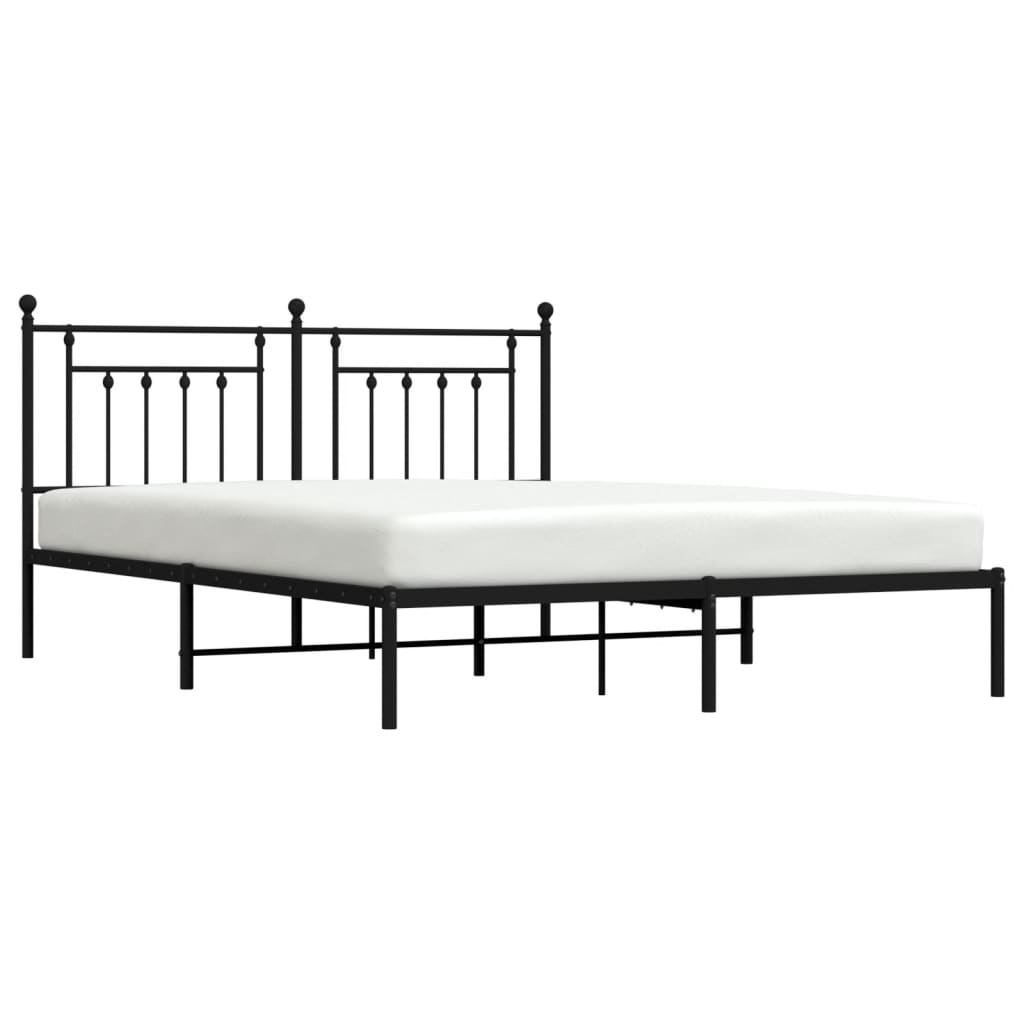 Bedframe Metaal 183 x 213 cm Zwart met hoofdbord