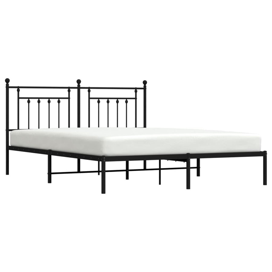 Bedframe Metaal 183 x 213 cm Zwart met hoofdbord