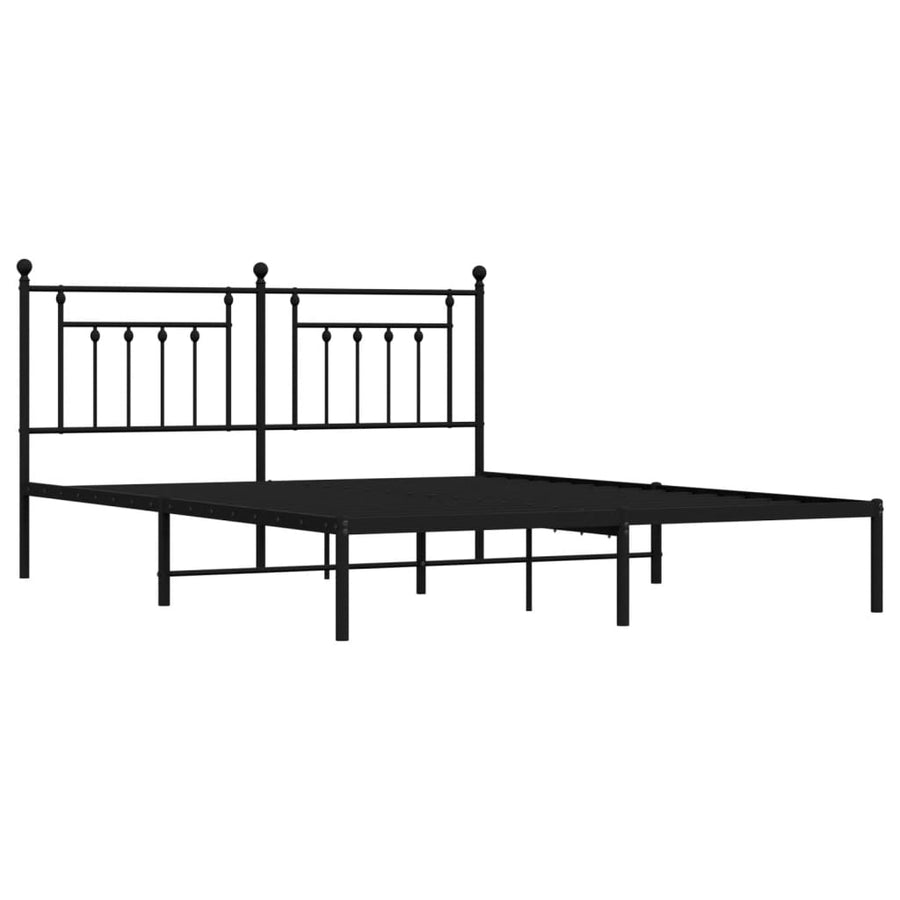 Bedframe Metaal 183 x 213 cm Zwart met hoofdbord