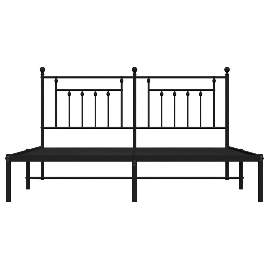 Bedframe Metaal 183 x 213 cm Zwart met hoofdbord