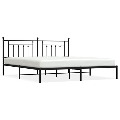 Bedframe Metaal 193 x 203 cm Zwart met hoofdbord