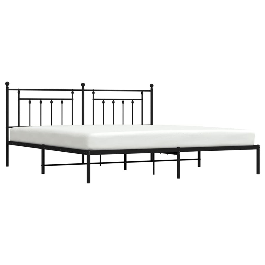 Bedframe Metaal 193 x 203 cm Zwart met hoofdbord