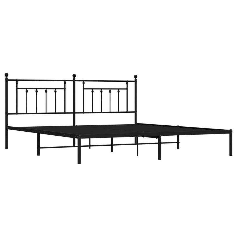 Bedframe Metaal 193 x 203 cm Zwart met hoofdbord