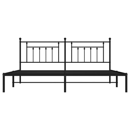 Bedframe Metaal 193 x 203 cm Zwart met hoofdbord