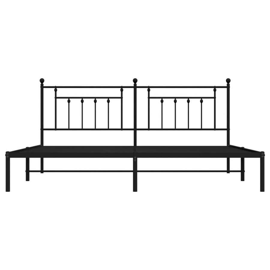 Bedframe Metaal 193 x 203 cm Zwart met hoofdbord