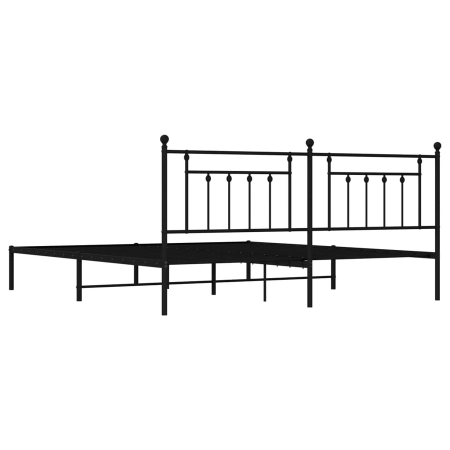 Bedframe Metaal 193 x 203 cm Zwart met hoofdbord