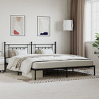 Metal bed frame with headboard black 193x203 cm