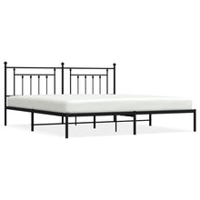 Bedframe Metaal 200 x 200 cm Zwart met hoofdbord