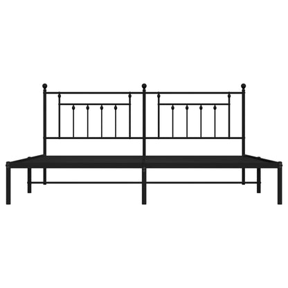 Bedframe Metaal 200 x 200 cm Zwart met hoofdbord