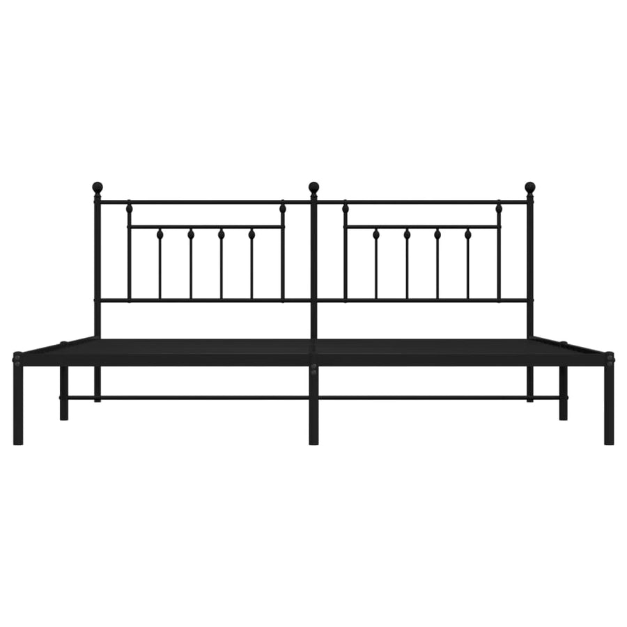 Bedframe Metaal 200 x 200 cm Zwart met hoofdbord