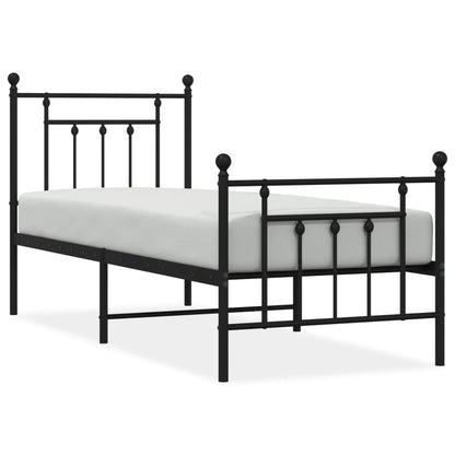Bedframe Met Hoofd- En Voeteneinde Metaal 75 x 190 cm Zwart met hoofdbord & voetbord