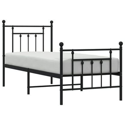 Bedframe Met Hoofd- En Voeteneinde Metaal 75 x 190 cm Zwart met hoofdbord & voetbord