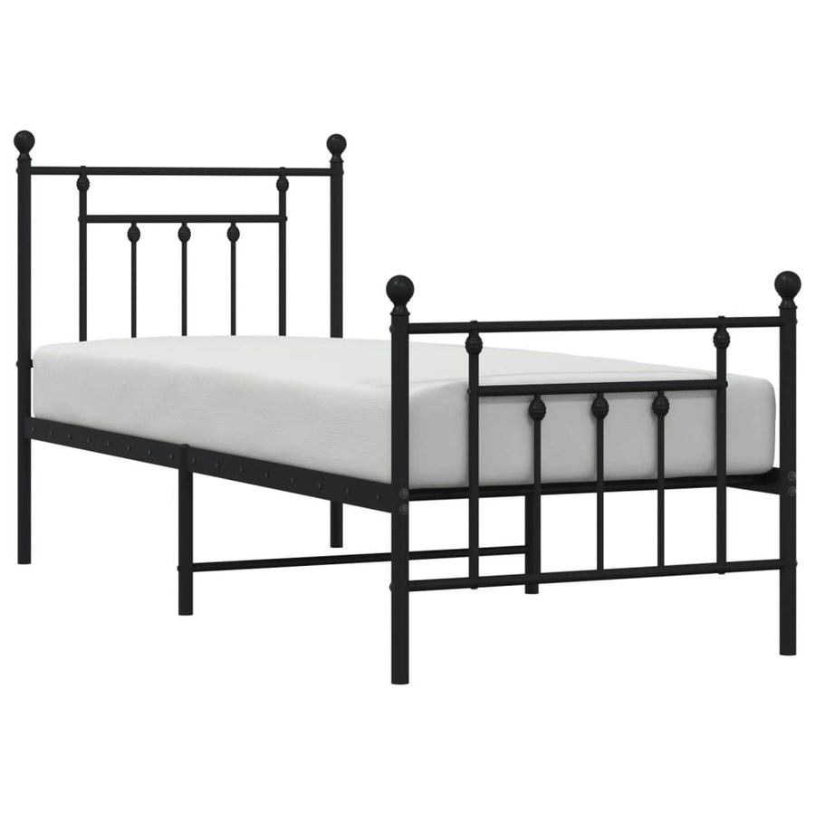 Bedframe Met Hoofd- En Voeteneinde Metaal 75 x 190 cm Zwart met hoofdbord & voetbord