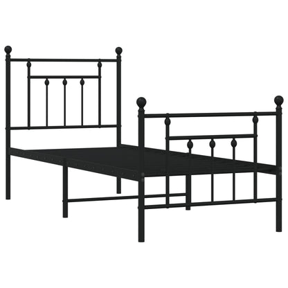 Bedframe Met Hoofd- En Voeteneinde Metaal 75 x 190 cm Zwart met hoofdbord & voetbord