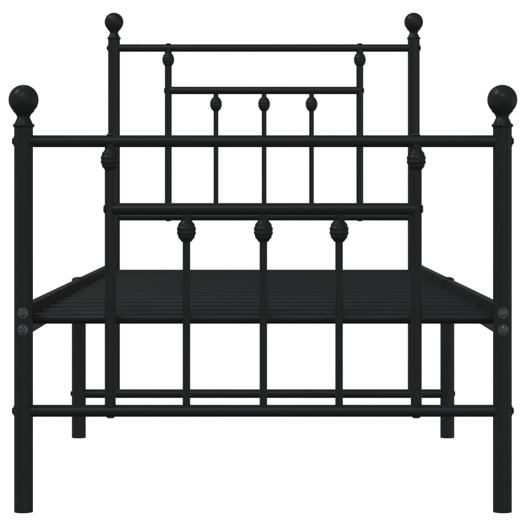 Bedframe Met Hoofd- En Voeteneinde Metaal 75 x 190 cm Zwart met hoofdbord & voetbord