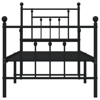 Bedframe Met Hoofd- En Voeteneinde Metaal 75 x 190 cm Zwart met hoofdbord & voetbord