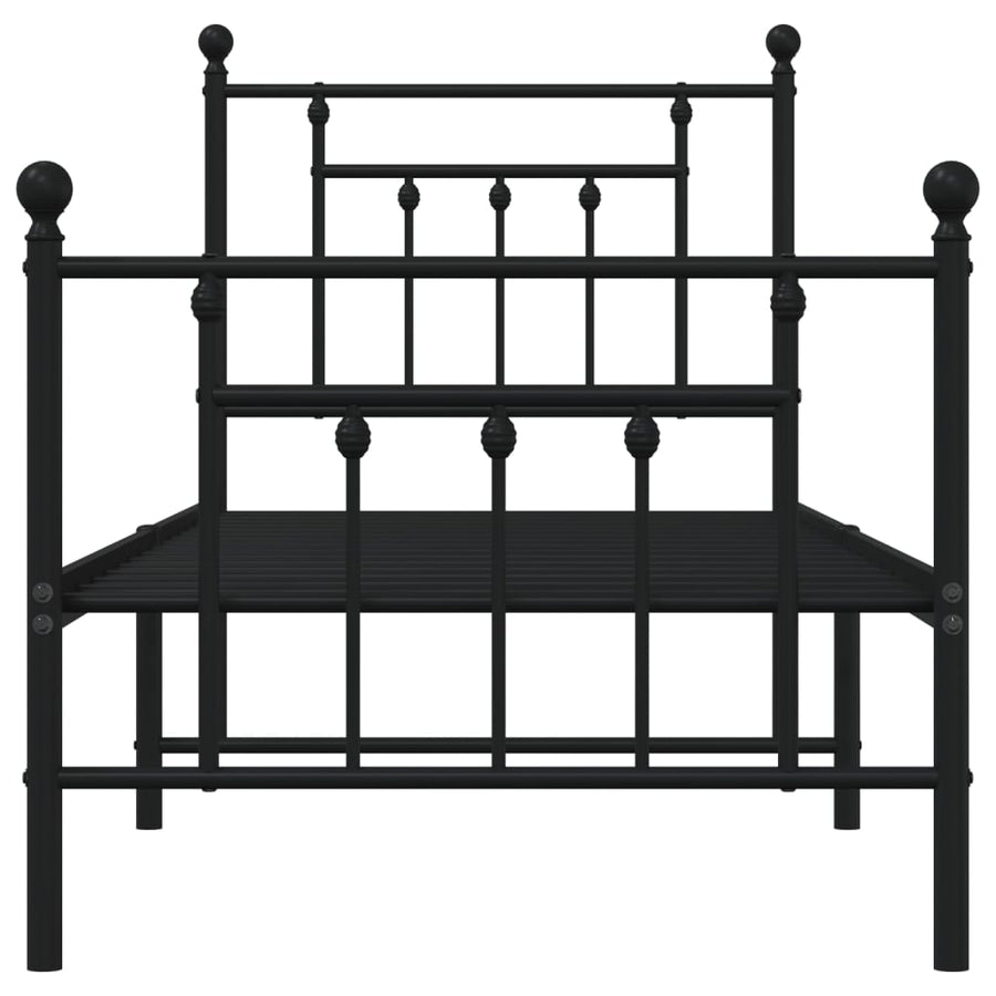 Bedframe Met Hoofd- En Voeteneinde Metaal 75 x 190 cm Zwart met hoofdbord & voetbord