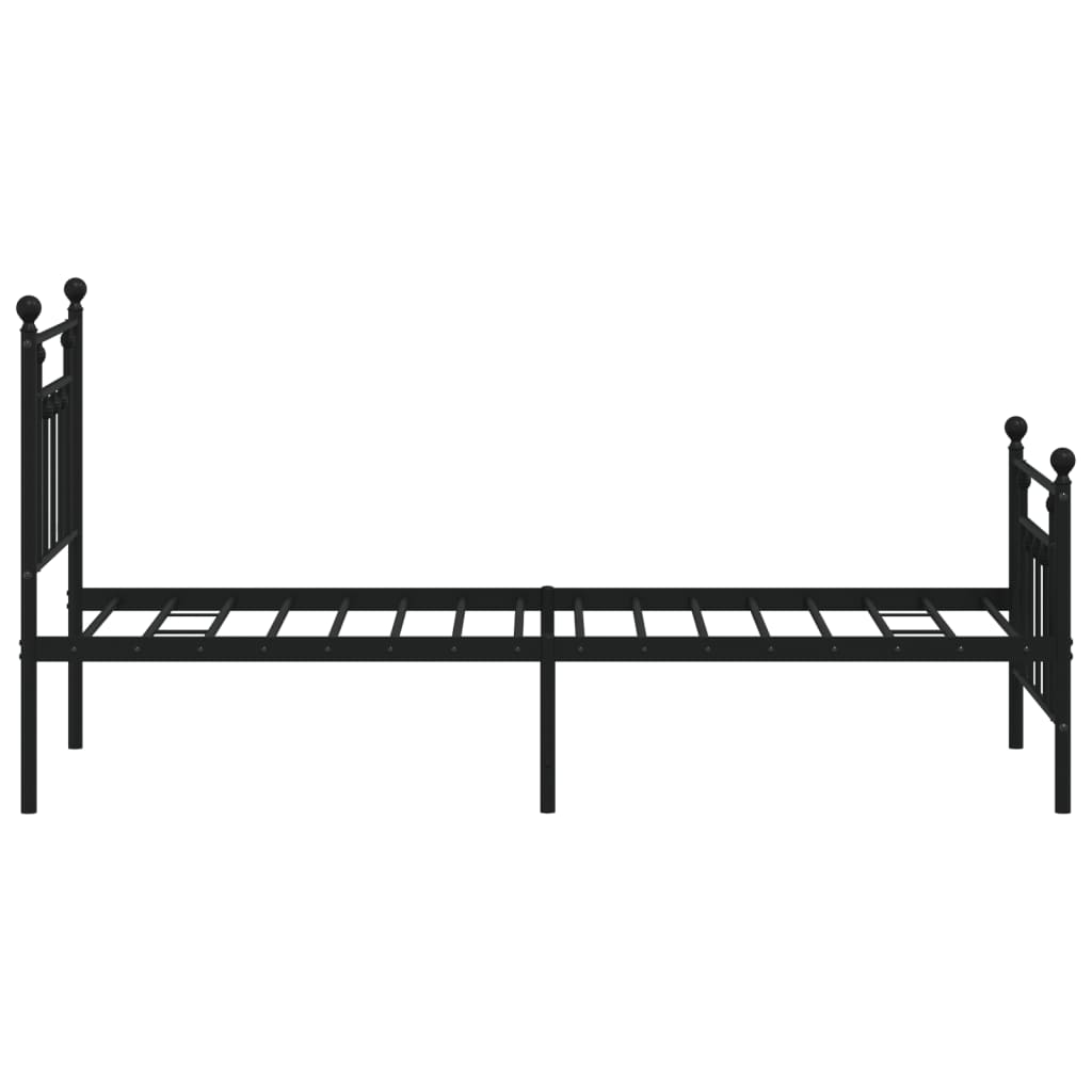 Bedframe Met Hoofd- En Voeteneinde Metaal 75 x 190 cm Zwart met hoofdbord & voetbord