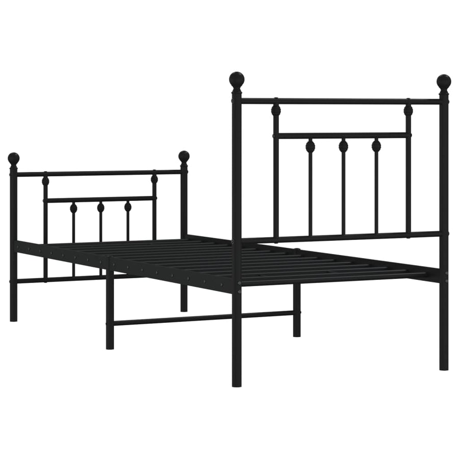 Bedframe Met Hoofd- En Voeteneinde Metaal 75 x 190 cm Zwart met hoofdbord & voetbord