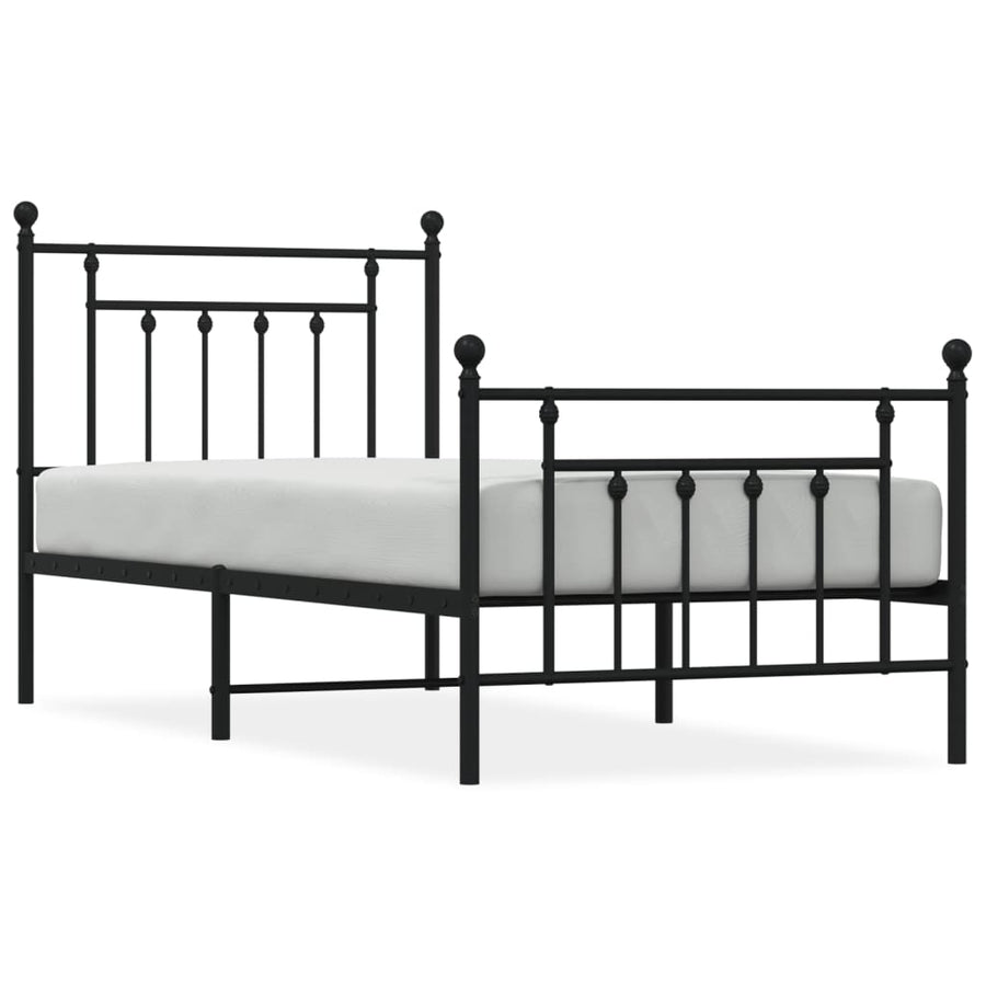 Bedframe Met Hoofd- En Voeteneinde Metaal 80 x 200 cm Zwart met hoofdbord & voetbord