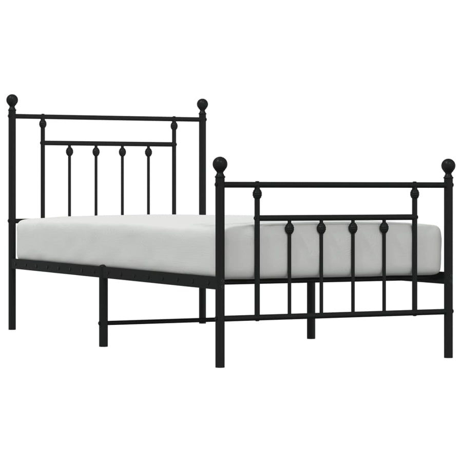 Bedframe Met Hoofd- En Voeteneinde Metaal 80 x 200 cm Zwart met hoofdbord & voetbord