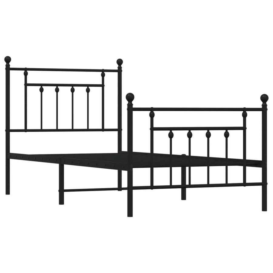 Bedframe Met Hoofd- En Voeteneinde Metaal 80 x 200 cm Zwart met hoofdbord & voetbord