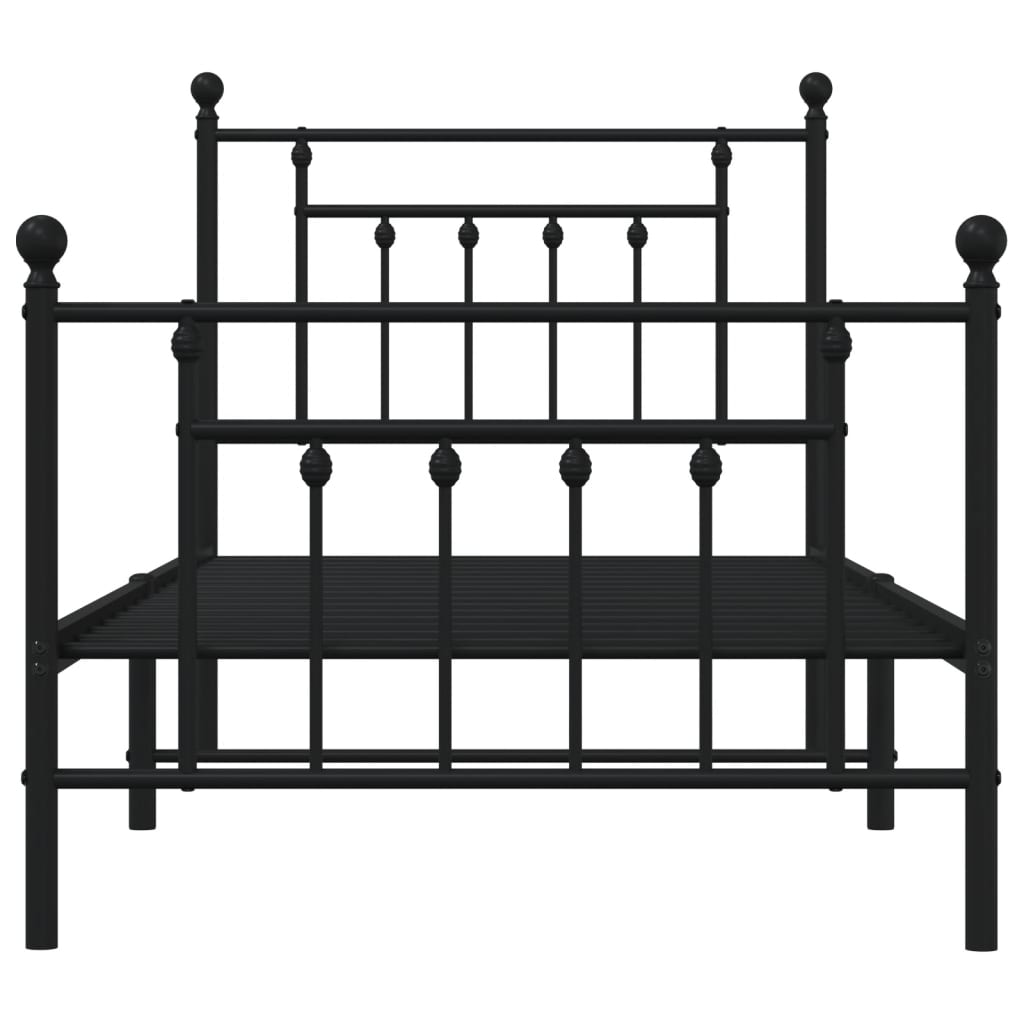 Bedframe Met Hoofd- En Voeteneinde Metaal 80 x 200 cm Zwart met hoofdbord & voetbord