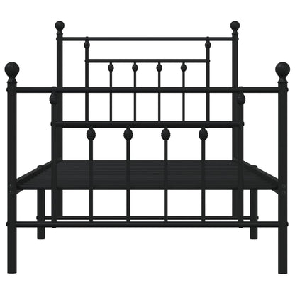 Bedframe Met Hoofd- En Voeteneinde Metaal 80 x 200 cm Zwart met hoofdbord & voetbord