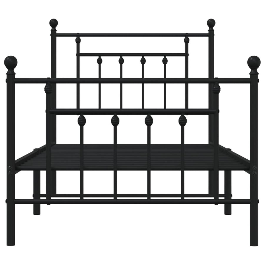 Bedframe Met Hoofd- En Voeteneinde Metaal 80 x 200 cm Zwart met hoofdbord & voetbord