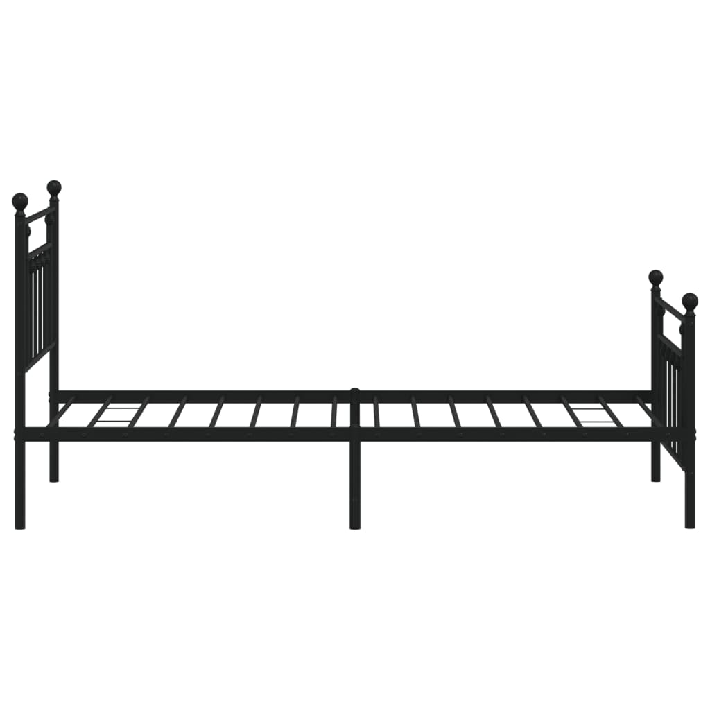 Bedframe Met Hoofd- En Voeteneinde Metaal 80 x 200 cm Zwart met hoofdbord & voetbord