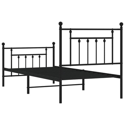 Bedframe Met Hoofd- En Voeteneinde Metaal 80 x 200 cm Zwart met hoofdbord & voetbord