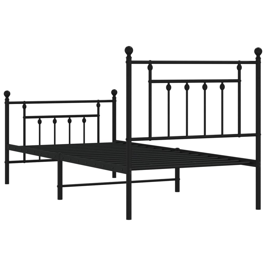 Bedframe Met Hoofd- En Voeteneinde Metaal 80 x 200 cm Zwart met hoofdbord & voetbord