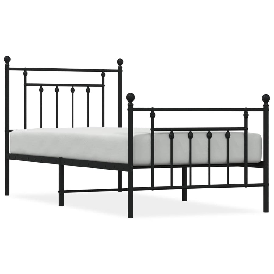 Bedframe Met Hoofd- En Voeteneinde Metaal 90 x 190 cm Zwart met hoofdbord & voetbord