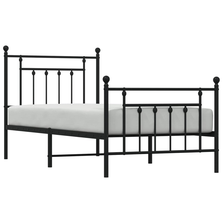Bedframe Met Hoofd- En Voeteneinde Metaal 90 x 190 cm Zwart met hoofdbord & voetbord