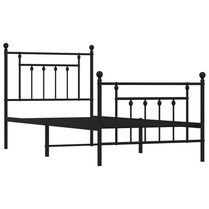 Bedframe Met Hoofd- En Voeteneinde Metaal 90 x 190 cm Zwart met hoofdbord & voetbord