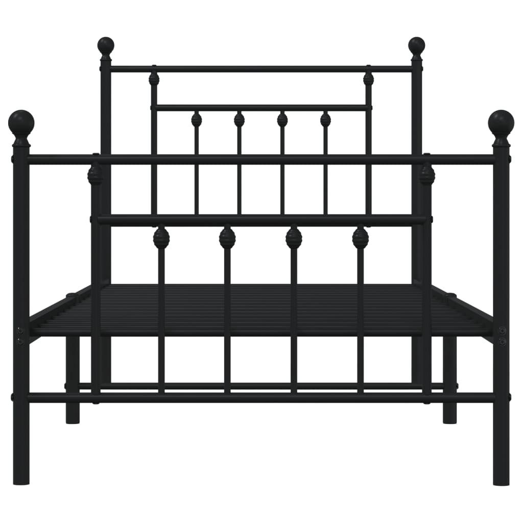 Bedframe Met Hoofd- En Voeteneinde Metaal 90 x 190 cm Zwart met hoofdbord & voetbord