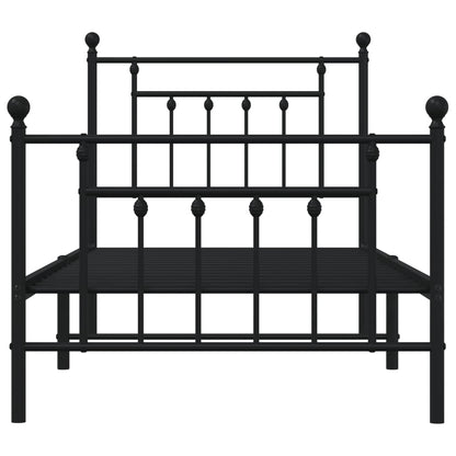 Bedframe Met Hoofd- En Voeteneinde Metaal 90 x 190 cm Zwart met hoofdbord & voetbord