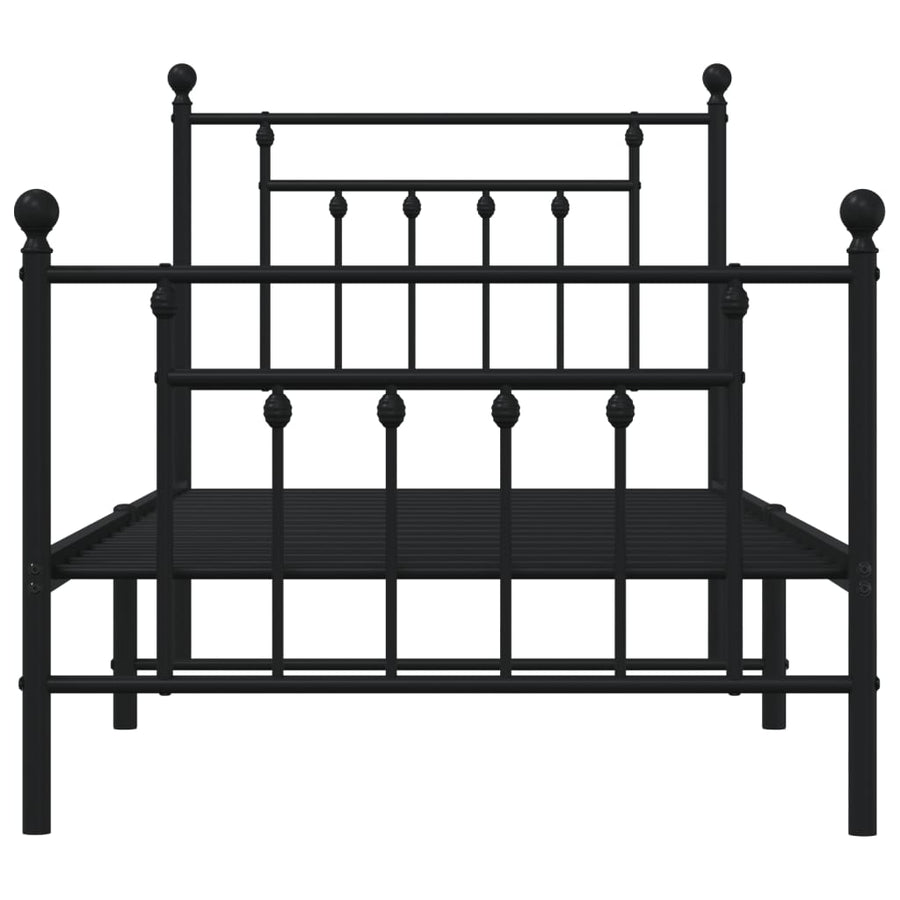 Bedframe Met Hoofd- En Voeteneinde Metaal 90 x 190 cm Zwart met hoofdbord & voetbord