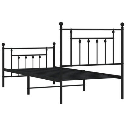 Bedframe Met Hoofd- En Voeteneinde Metaal 90 x 190 cm Zwart met hoofdbord & voetbord