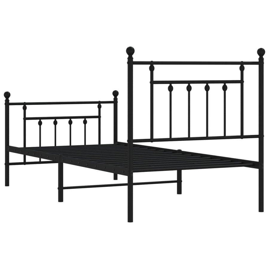 Bedframe Met Hoofd- En Voeteneinde Metaal 90 x 190 cm Zwart met hoofdbord & voetbord
