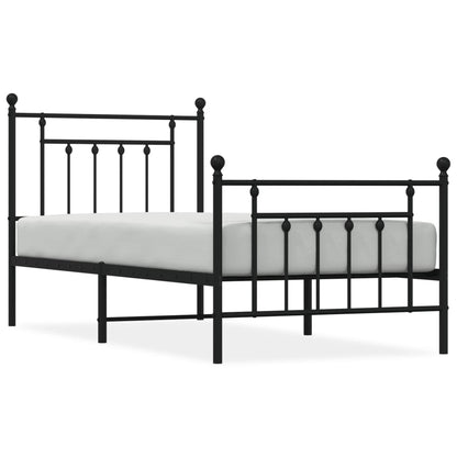 Bedframe Met Hoofd- En Voeteneinde Metaal 90 x 200 cm Zwart met hoofdbord & voetbord