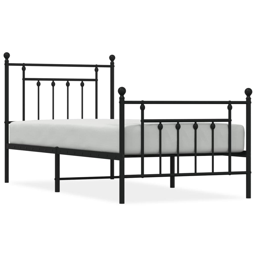 Bedframe Met Hoofd- En Voeteneinde Metaal 90 x 200 cm Zwart met hoofdbord & voetbord