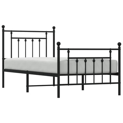 Bedframe Met Hoofd- En Voeteneinde Metaal 90 x 200 cm Zwart met hoofdbord & voetbord