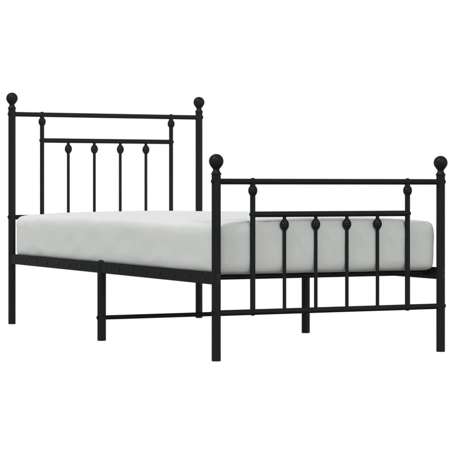 Bedframe Met Hoofd- En Voeteneinde Metaal 90 x 200 cm Zwart met hoofdbord & voetbord