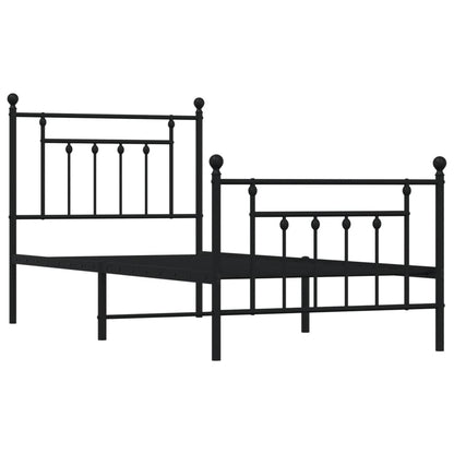 Bedframe Met Hoofd- En Voeteneinde Metaal 90 x 200 cm Zwart met hoofdbord & voetbord